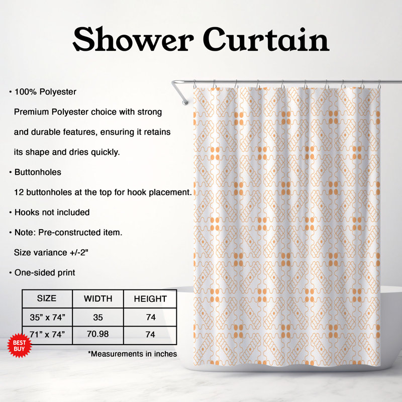 Rideau de douche Premium 8, Blanc, H 74 po x l 71 po