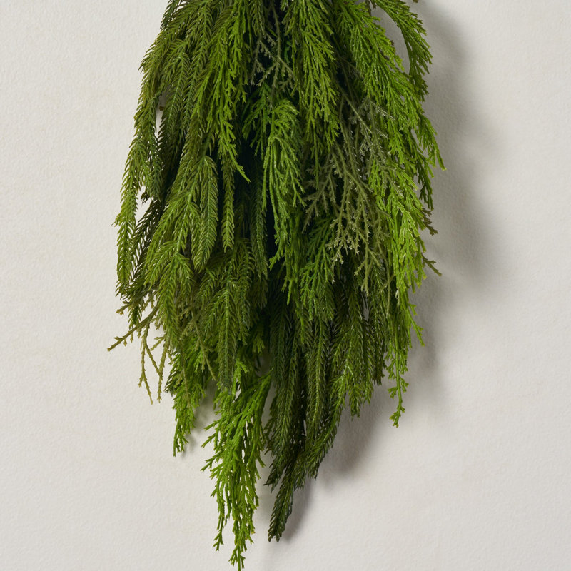 Real Touch Norfolk Pine & Cypress Mixed Winter Greenery Teardrop Swag