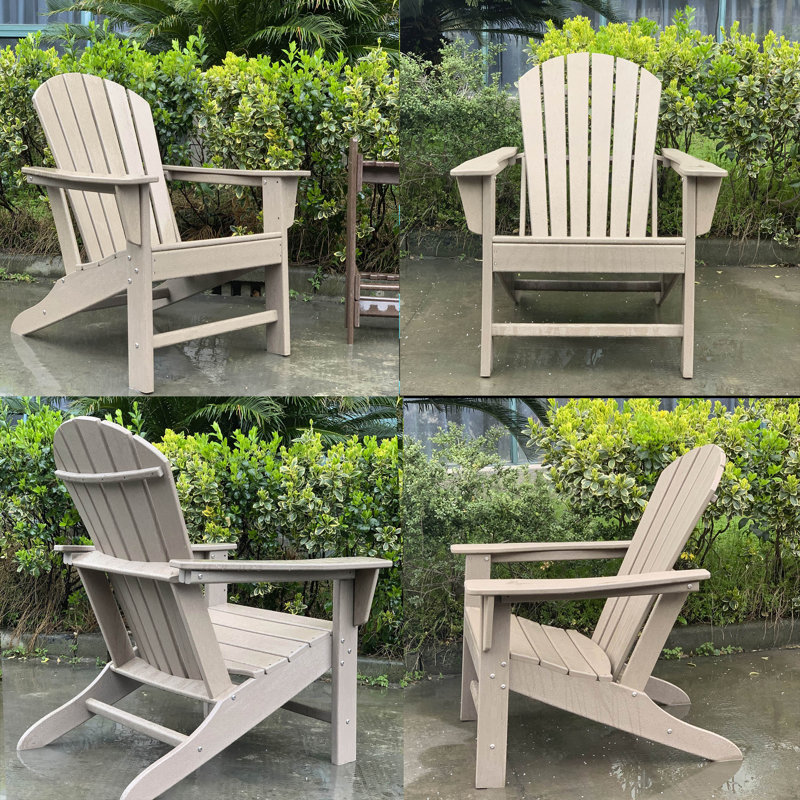 All-Weather  Poly/Resin Adirondack Chair (Set Of  4), Weathered Wood