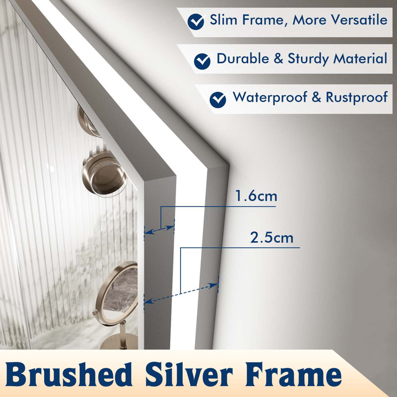 Miroir de salle de bain DEL avec éclairage intégré, 32 po x 24 po