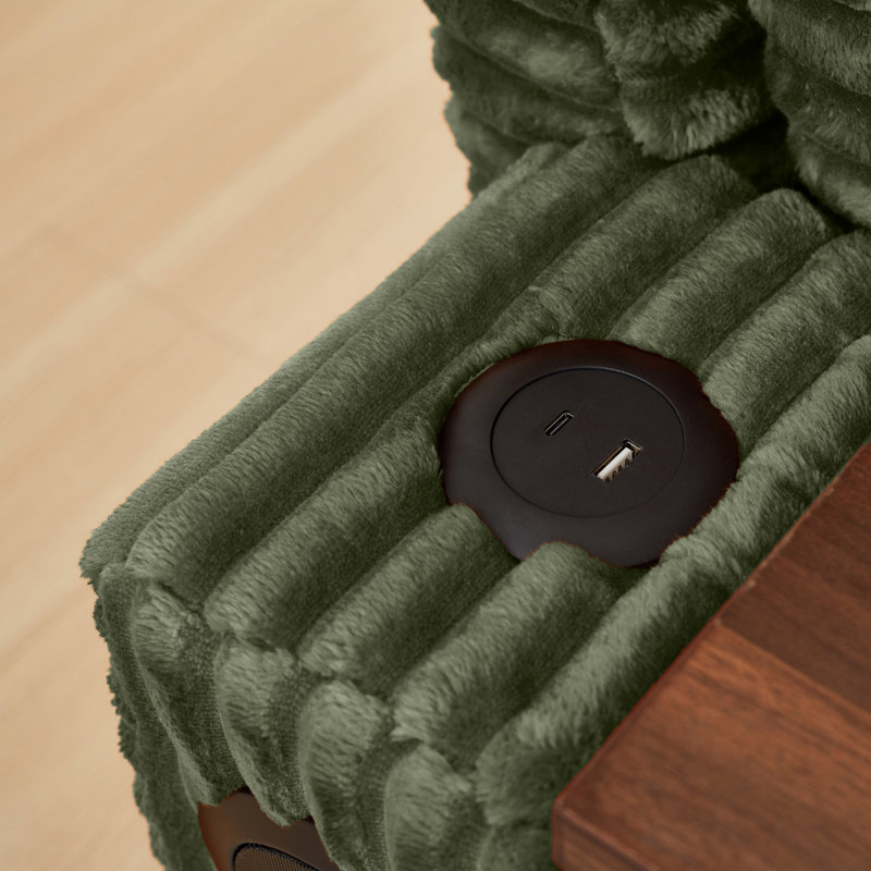 Chaise simple avec repose-pieds, porte-gobelet, haut-parleur Bluetooth, fauteuil d'appoint avec ports USB, tableau pivotant à 180 °