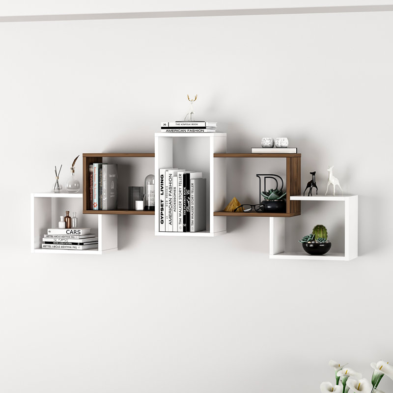Camryn Wood Cube Shelf, White/Brown