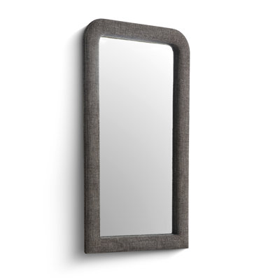 Miroir de plancher surdimensionné en tissu espresso Heidi