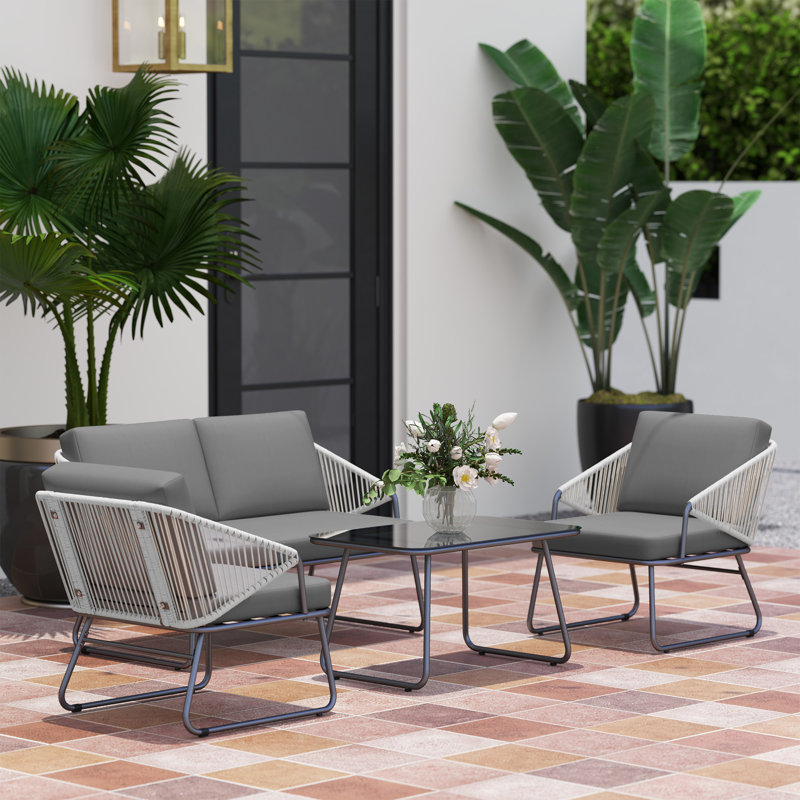 Rattan Sofa Set, Dark Grey