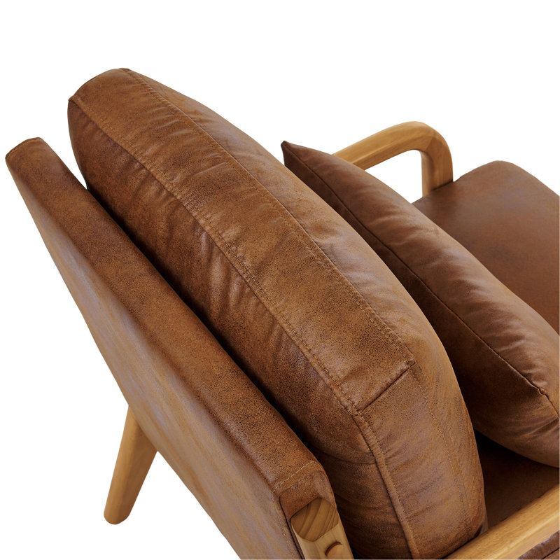 Chaise longue en bois, Tissu brun