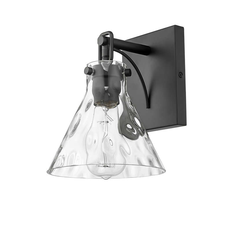 Aafiya 9.25" Tall Steel Armed Sconce with Water Glass, Matte Black