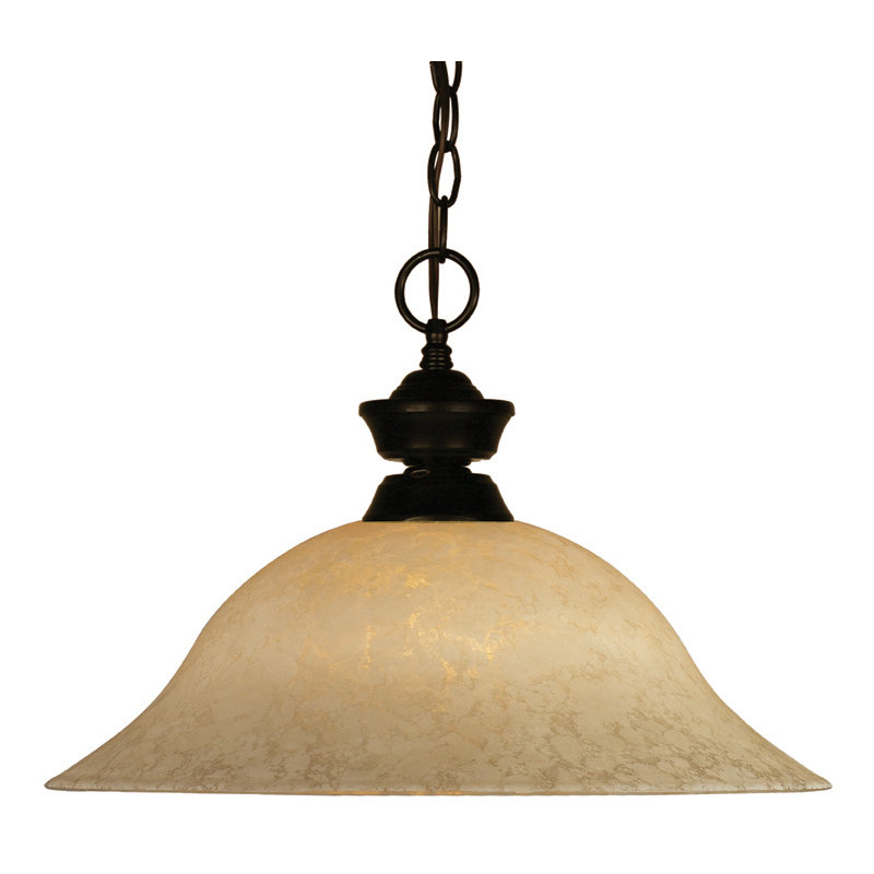 Luminaire suspendu en forme de cloche à 1 lumière Biller, Bronze