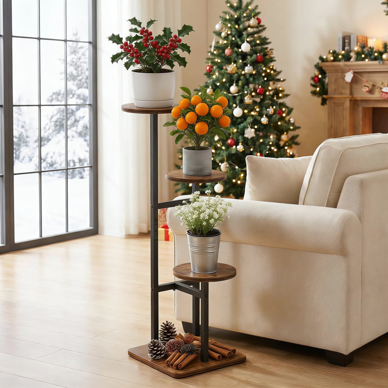Support à plantes à 3 niveaux pour plantes d'intérieur, support à fleurs en coin rétro avec design multicouche pour le salon, tablette à plantes robuste à plusieurs niveaux pour plantes multiples