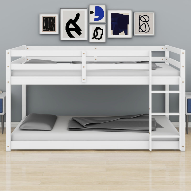 Lit superposé en bois pour enfants avec échelle facile à monter, Blanc