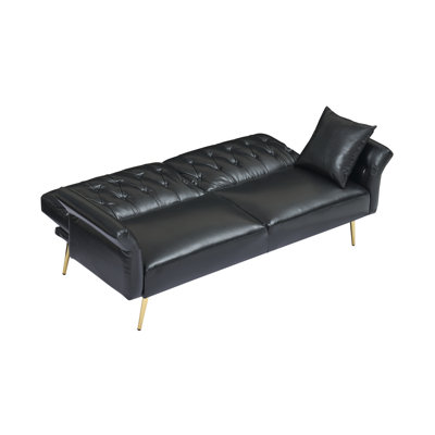 Laticia Twin 67.71"" Wide Leather Tufted Back Convertible Sofa -  Everly Quinn, E2E28707AFE94EFD917CDC04390ADDA0