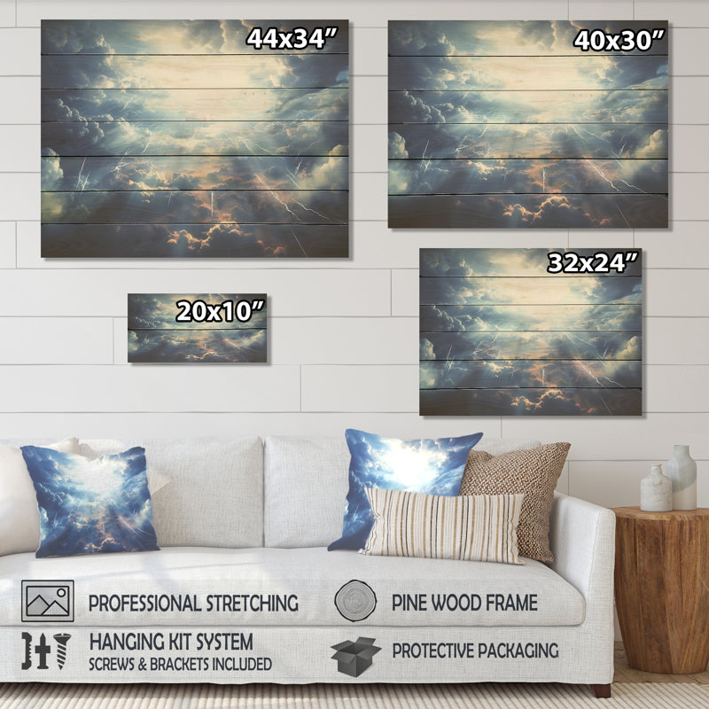 Etheral Storm Sky - ciel sur bois, H 30 po x l 40 po x P 0,78 po