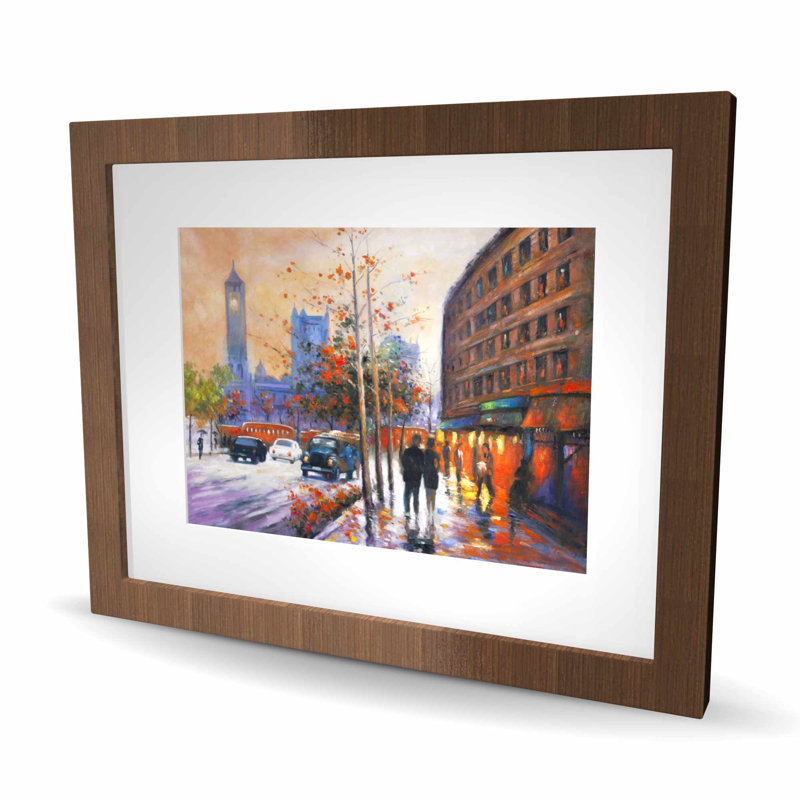 City by Fall - Reproduction matte encadrée pour la décoration intérieure, H 16 po x l 20 po, Brun