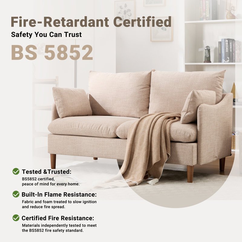 152cm 2 Seater Mordern Upholstered Loveseat Sofa, Oatmeal