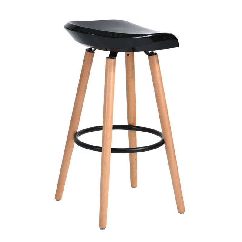 Aireen Counter Stool with Solid Wood Frame, Black