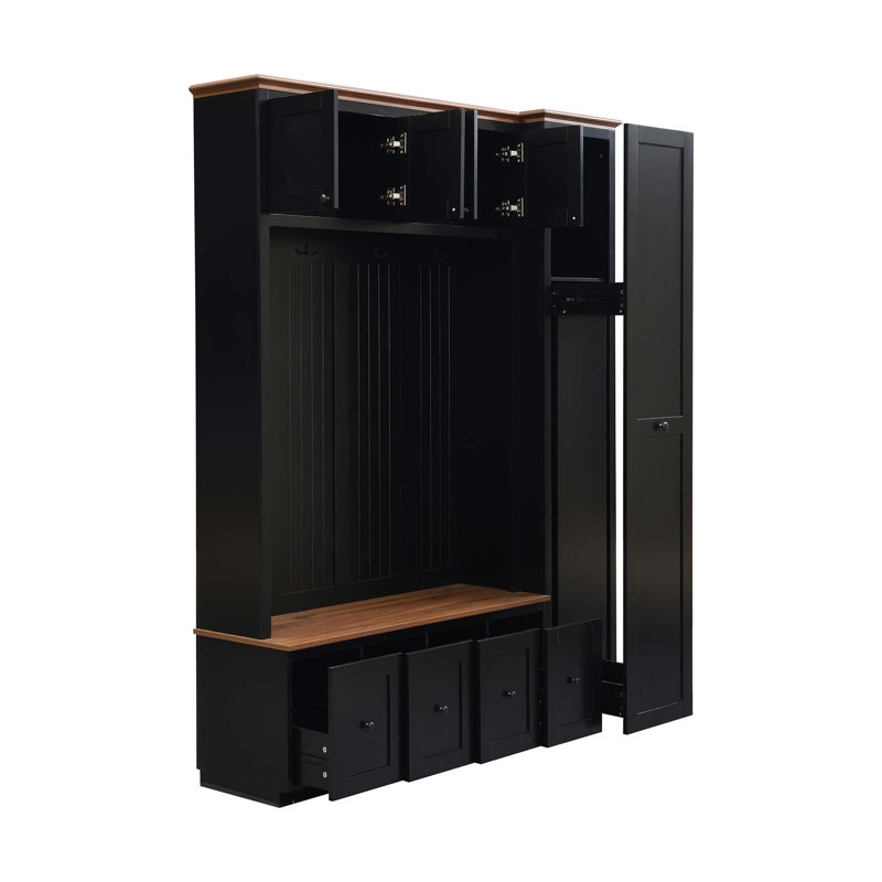Arbre d'entrée 78,7 po avec banc de rangement, organisateur multifonctionnel 5 en 1 pour manteaux, chaussures et accessoires
