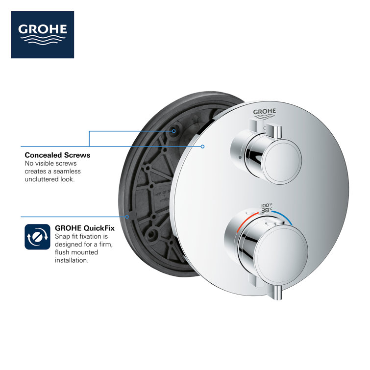 GROHE Grohtherm Dual-Function 2-Handle Shower Thermostatic Valve Trim Kit   Reviews Wayfair