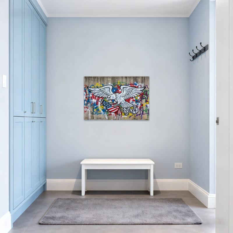 Mode, aigle américain tenant un drapeau, art graffiti du 4 juillet, H 20 po x l 30 po