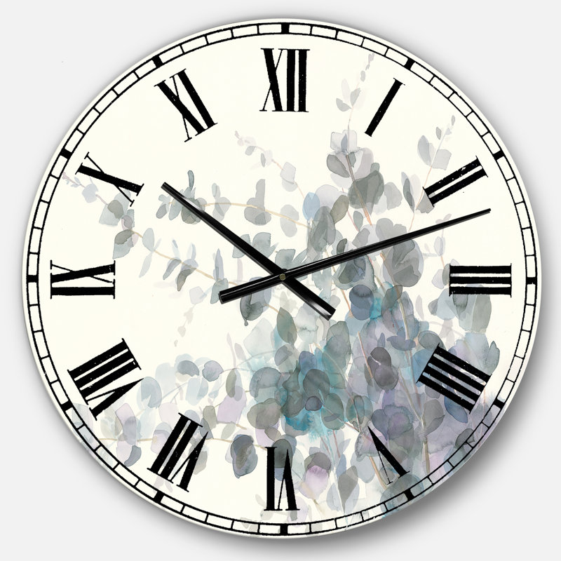 Grey Watercolor Flower II - Traditional wall clock, Medium