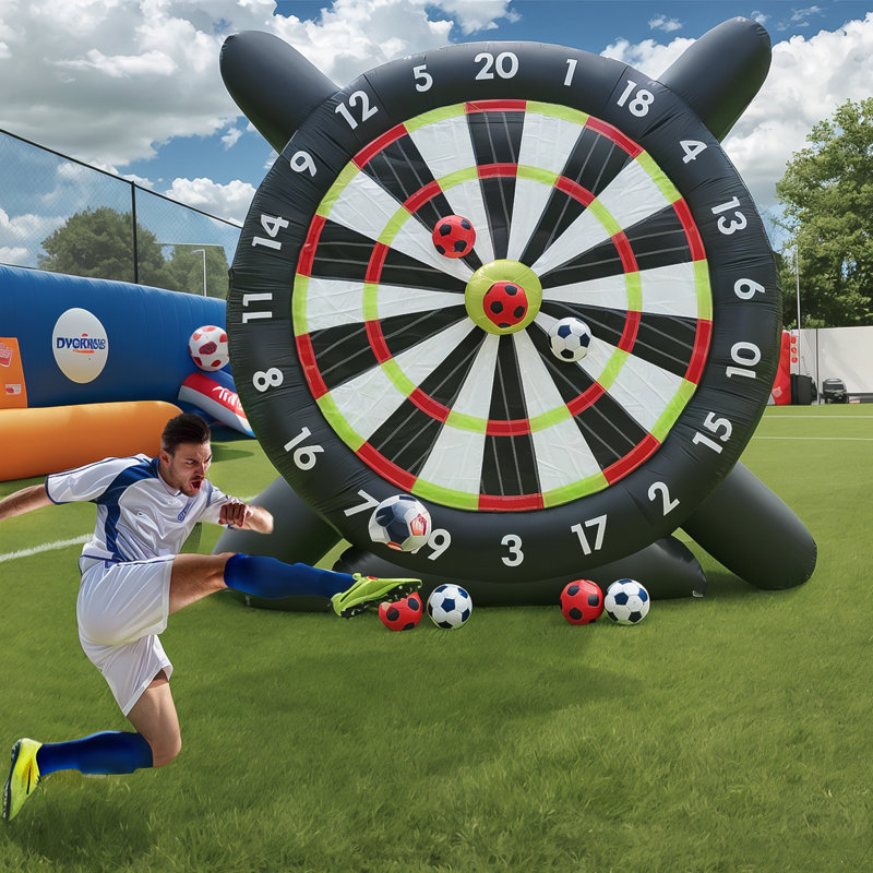 RELUNCH 10ft Giant Inflatable Soccer Dart Board For Adults Kids (built-in Ul Blower),comes With 8 Soccer Balls For Outdoor Backyard Games