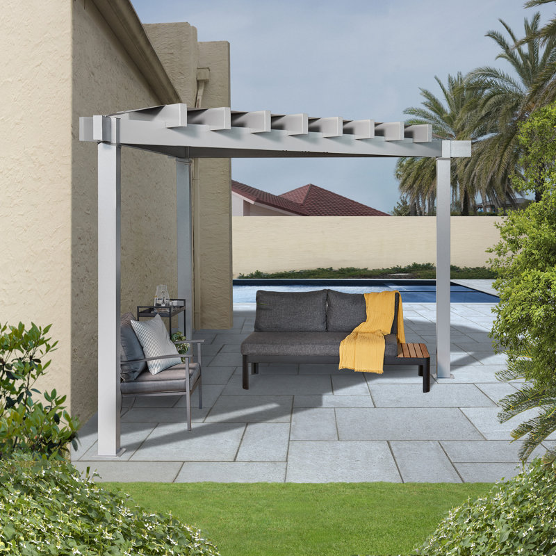 Sojag Rustproof Aluminum Frame Pergola, PVC-Coated Canopy for UV Protection, Contemporary Design for Garden or Yard, 10' x 10', Lima Grey