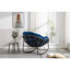 Fauteuil à bascule avec coussin bleu marine, structure en acier et siège rembourré pour une utilisation à l'extérieur -
