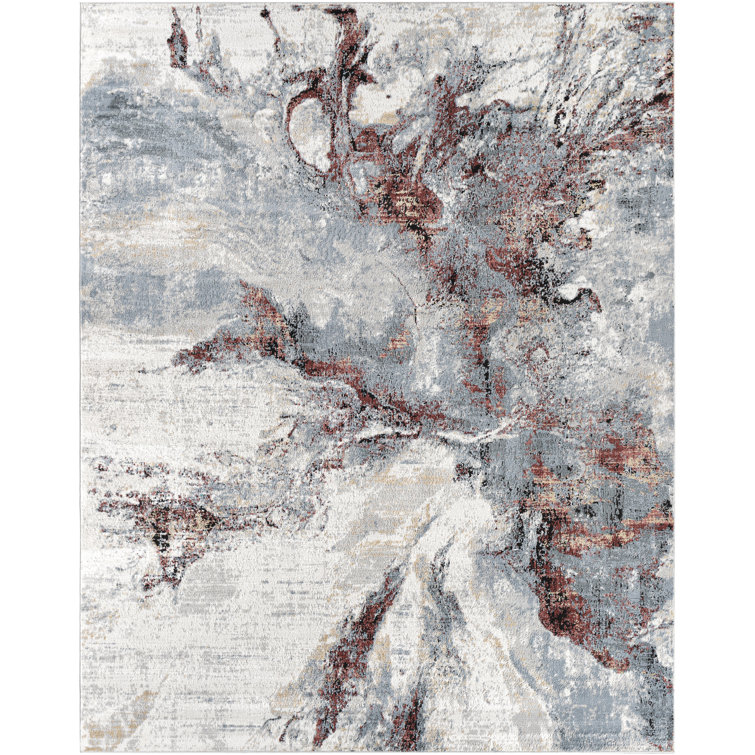 Dittmer Abstract Gray/Dark Red Area Rug
