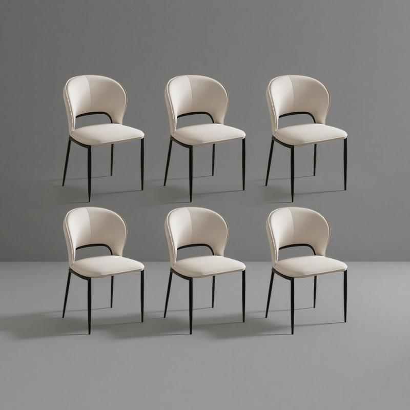        Modern Dining Table Chairs, Faux Leather, Light Gray, 6 Pieces, 6
