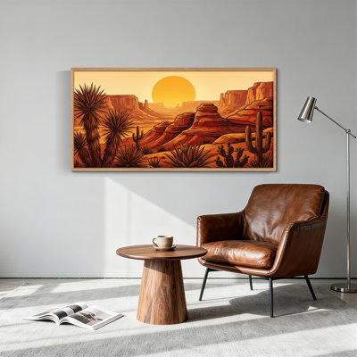 Tableau encadré « Coucher de soleil dans le désert » (1 pièce), 147 x 71 cm