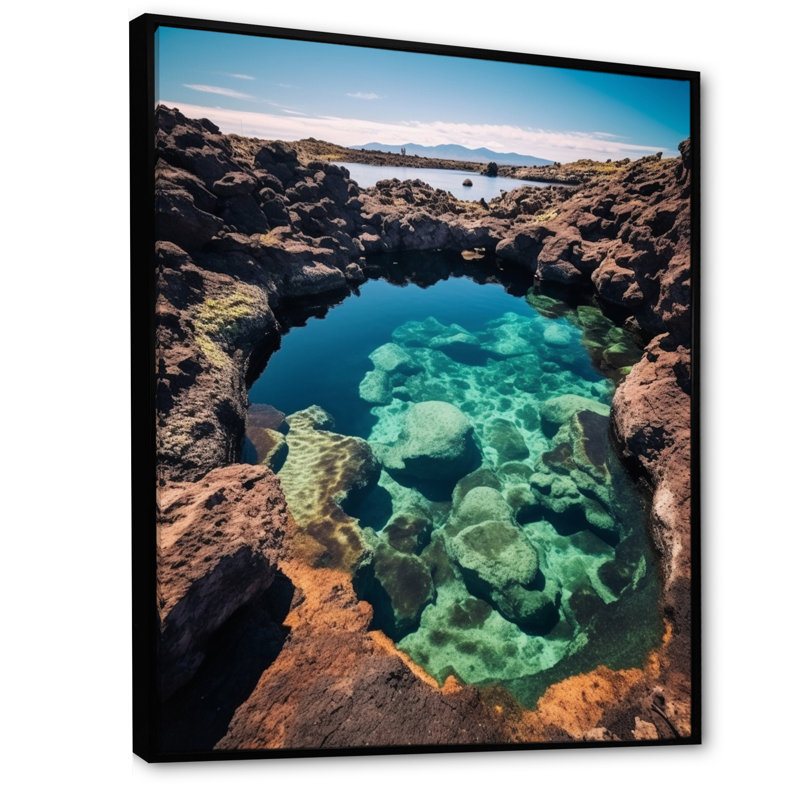 «Rocks Water On Lake Cascade Idaho», reproduction d'art sur toile, H 32 po x l 24 po x P 1 po, Cadre flottant noir
