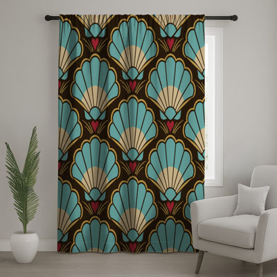 Scallop Shells Hearts Window Curtains, Seashells Sheer & Blockout Curtains - 1 Panel
