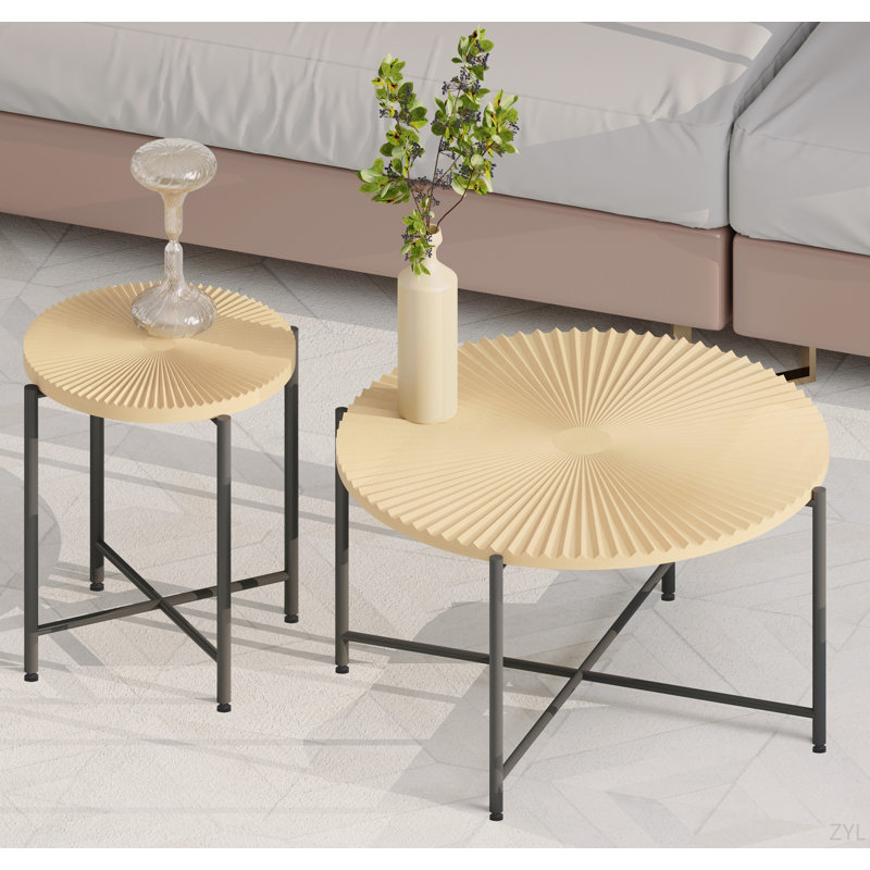 Coffee And End Table Set, Oak Natural Wood/Antique White