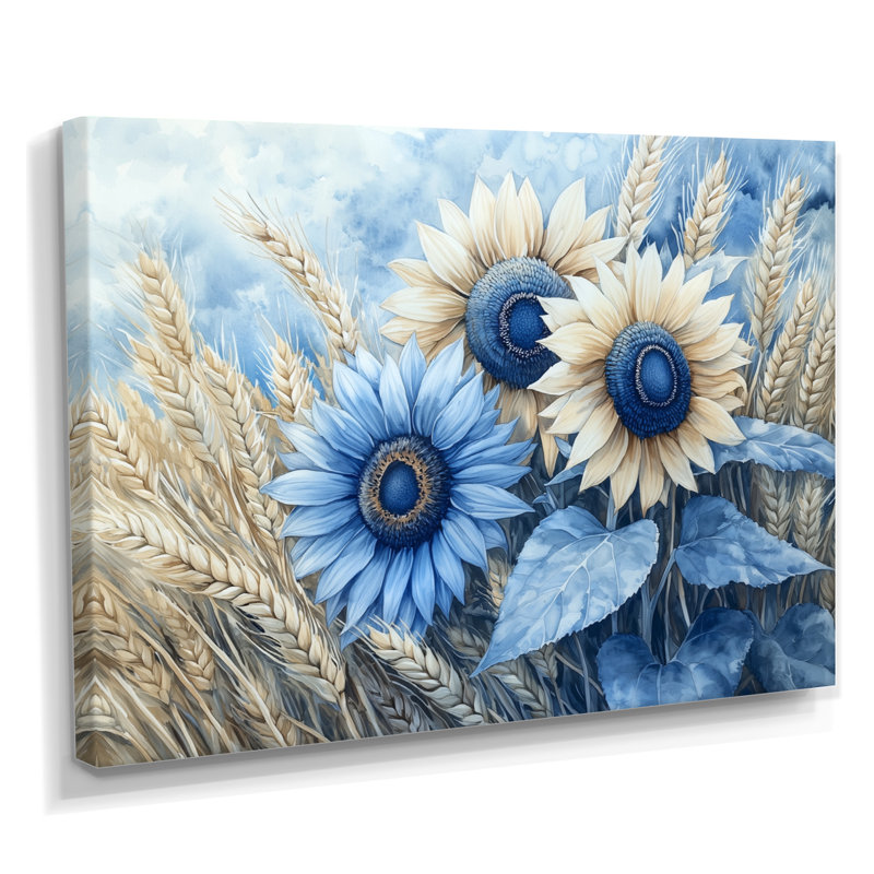 Art mural de tournesols Donasia, H 30 po x l 40 po, Toile tendue, Ne pas appliquer