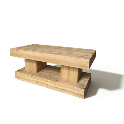 Bois massif naturel de 47,24 pouces avec plateau épais et base double, style rustique classique et minimaliste, robuste et pratique
