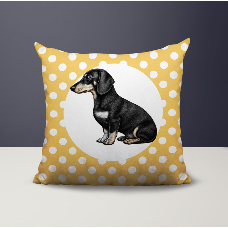 Coussin réversible intérieur / extérieur Dachshund Dog, 16 x 16, Jaune