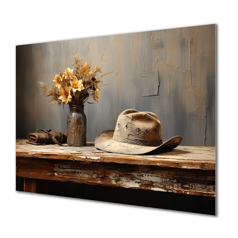 Minimalism Cowboy Hat - Cowboys Metal Wall Art MT133209, 24" H x 32" W x 1" D