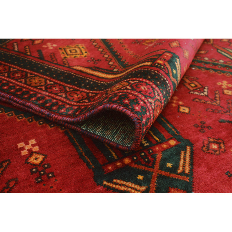 One-of-a-Kind 3'10 x 7'9 1980s Runner Wool Area Rug in Orange and Red