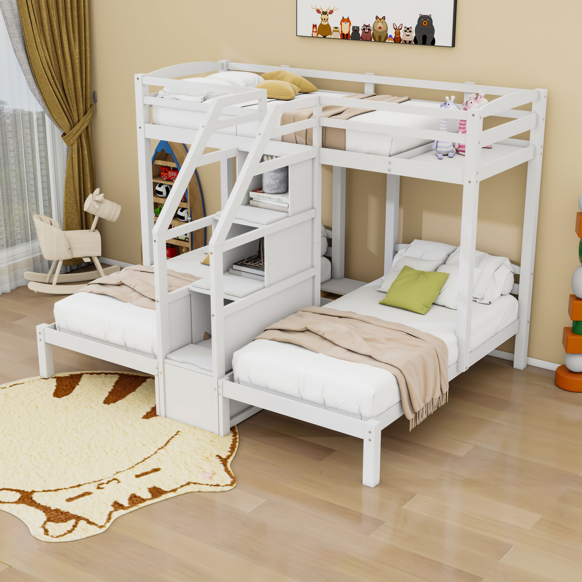 Harriet Bee Bunk Bed With Staircase And Drawer | Wayfair