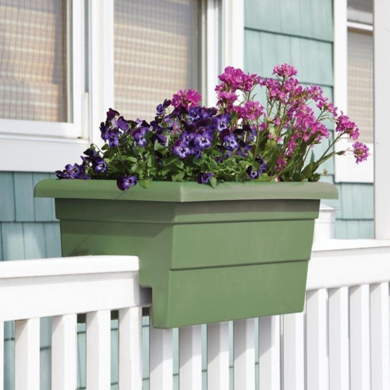 Kaysville Plastic Rectangular Railing Planter, Sage