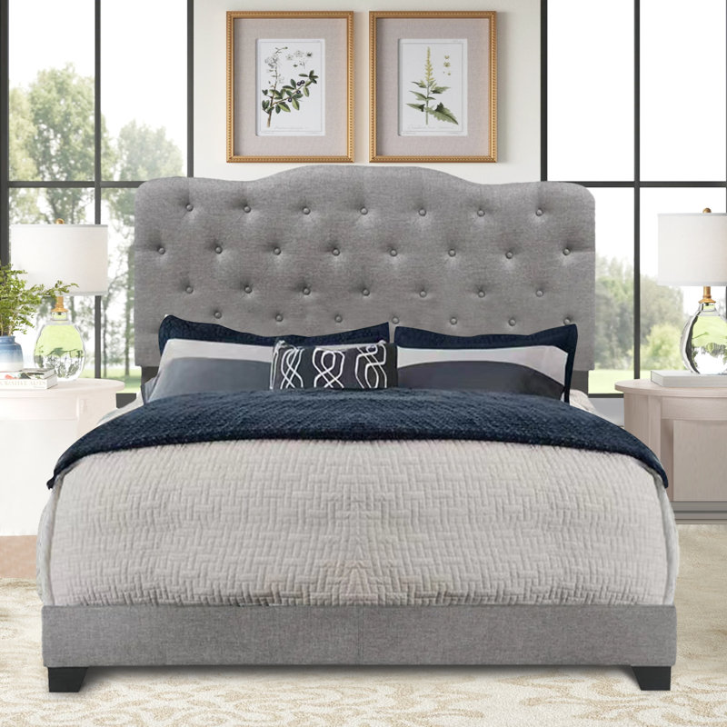 Caliopia Upholstered Standard Bed, Gray, King