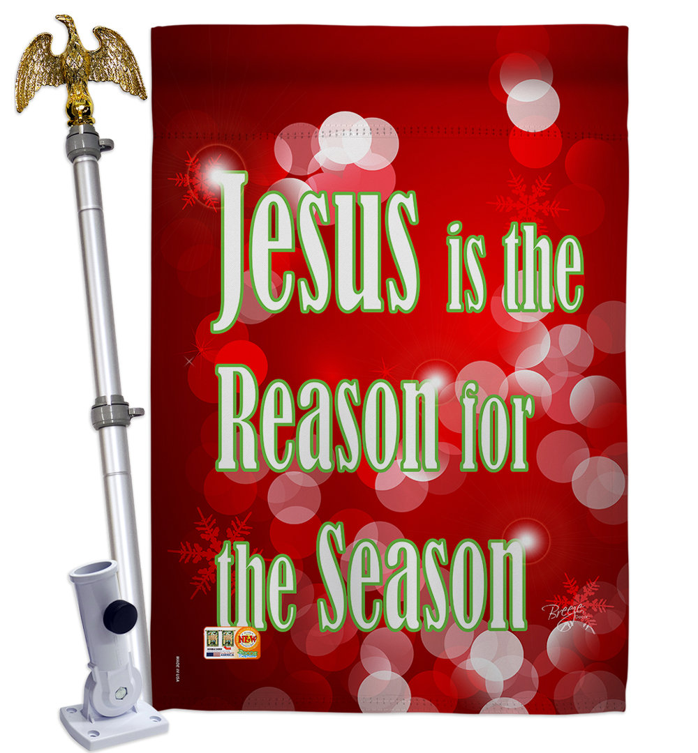 Double Sided 40'' H x 28'' W Polyester Christmas Flag Set Breeze Decor
