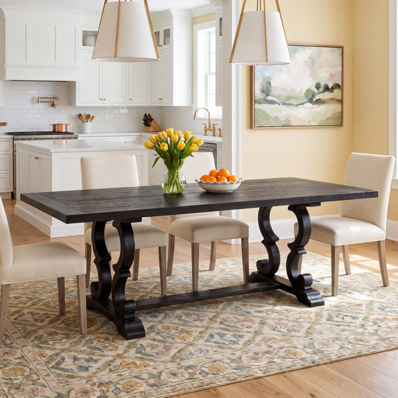 Chianti 90 " Extendable Rectangular Solid Wood Top with Solid Wood Base Dining Table, Rustic Natural