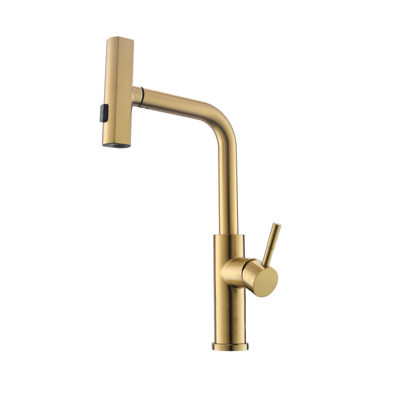 Pull Out 304 Stainless Steel Kitchen Faucet, Brushed Gold