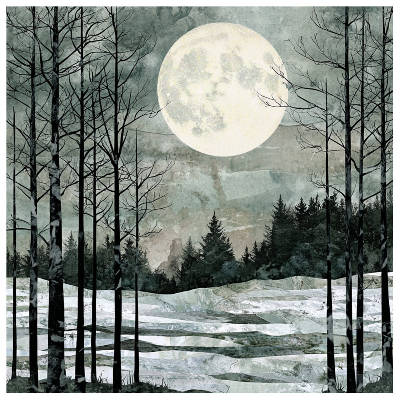 Full Moon Winter Landscape Wall Tapestry - Moon Wall Decor, 104in H x88 with 4 Grommets