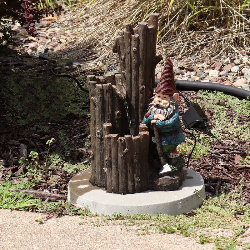 Fontaine d'extérieur gnome résistante aux intempéries avec lumière