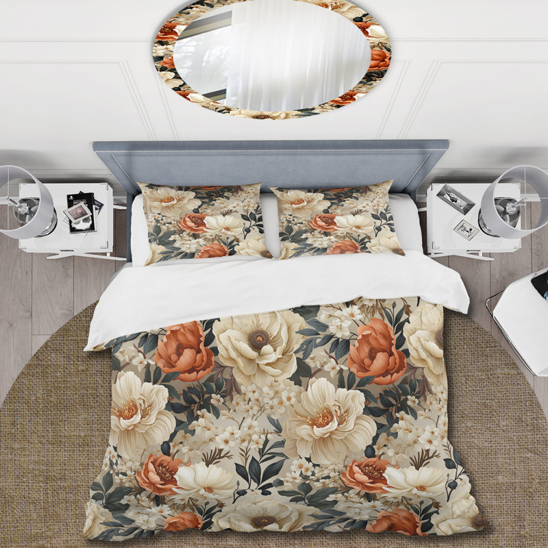 Ensemble de housse de couette Vintage White Boho, Housse de couette pour grand lit et 2 taies décor