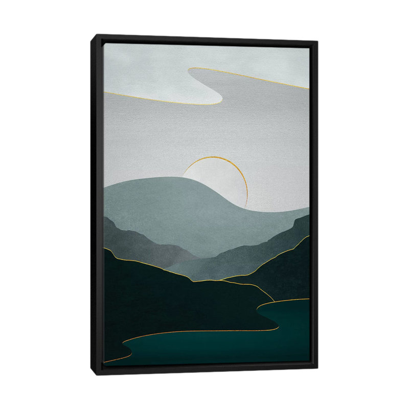«Minimal Landscape VIII», impression sur toile, H 26 po x l 18 po x P 1,5 po, Toile encadrée noire, Pas de tapis