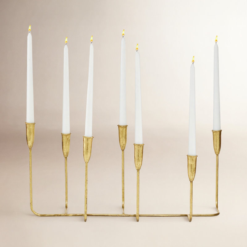 Galya Modern Metal Candelabra Holder, Gold, 10" H x 20.6" W x 7.4" D
