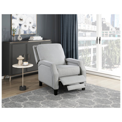 Fauteuil inclinable à dossier poussoir de style transitionnel en chenille grise 1 pièce