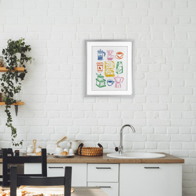 Rainbow Coffee Icon Framed Print Under Glass, design by JJ Design House LLC