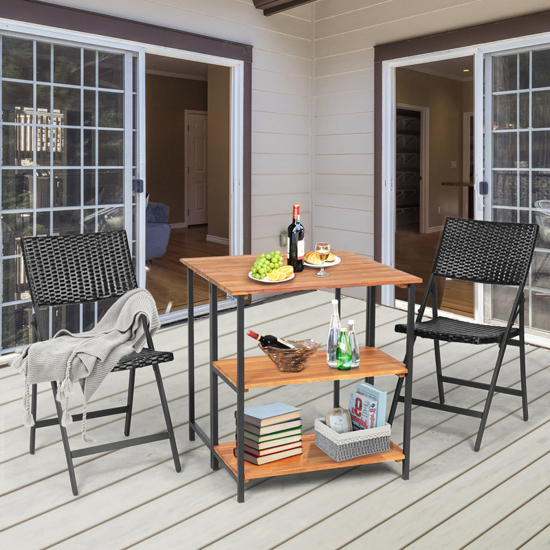 Square Foldable Extendable Outdoor Dining Table , 27.5 " W 27.5 " D